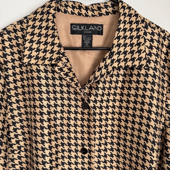 Silkland Woman Beige Houndstooth Blazer Jacket, Size 16, Career, Work - Picture 1 of 7